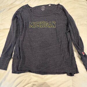 University of Michigan Women's Long Sleeve Shirt League Brand Blue, Size Medium